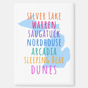 Michigan Sand Dunes Texte Arc-en-ciel Magnet