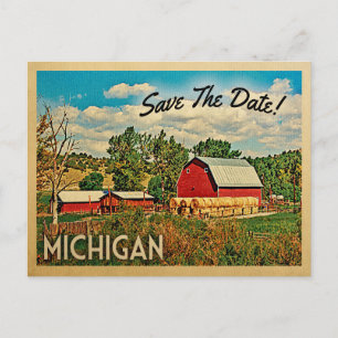Michigan Save the Date Farm Barn Rustic Ankündigungspostkarte