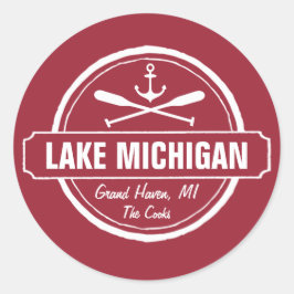Michigan-See, benutzerdefinierte Stadt, Name, Anke Runder Aufkleber