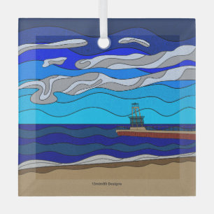Michigan-See - Glasdekoration (Platz) Ornament Aus Glas