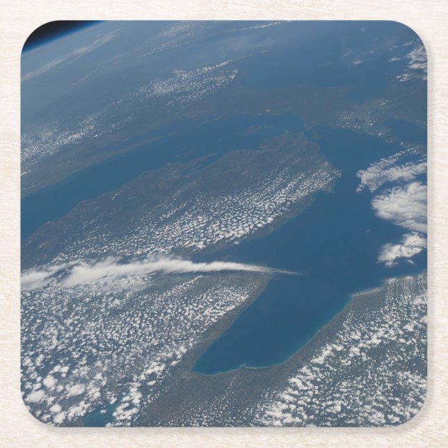 Michigan See, Huron See und Staat von Michigan. Rechteckiger Pappuntersetzer (Vorderseite)