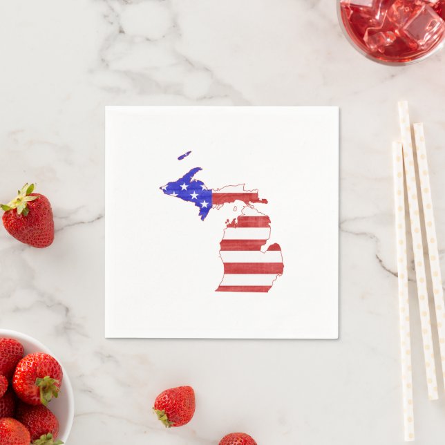 Michigan Shaped American Flag Patriotic Paper Serviette (Beispiel)