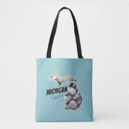 Michigan-Silhouette mit Petoskey-Steinen gefüllt Tasche