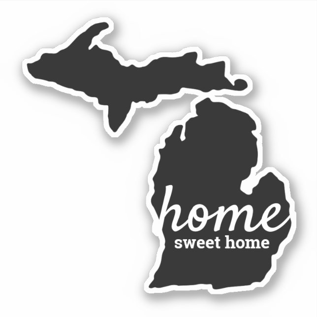 Michigan Solid Black Silhouette Zuhause Sweet Zuha Aufkleber (Vorderseite)