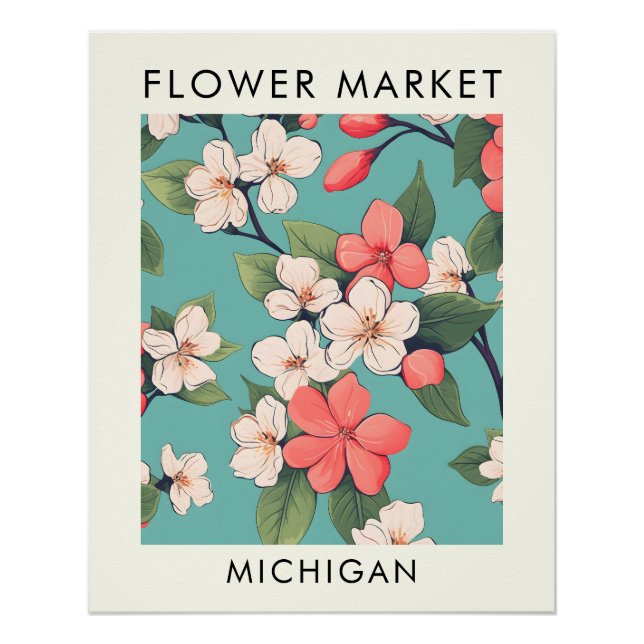 Michigan Staat Apple Blossom Blume Market Poster (Vorderseite)