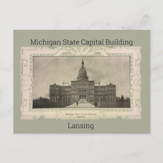 Michigan Staat Hauptstadt Gebäude Postcard (1908) Postkarte (Vorderseite)