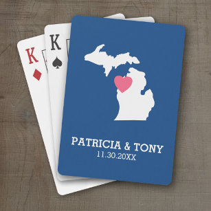 Michigan Staat Map mit benutzerdefinierten Lieben  Spielkarten