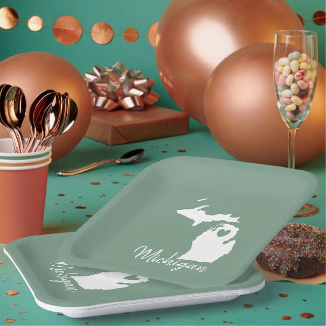 Michigan Staat Map Pappteller (Multi)