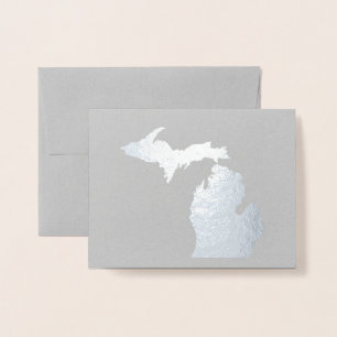 Michigan Staat Map und Seashell Gold oder Silver Folienkarte