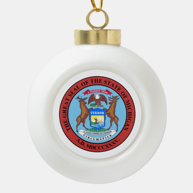 Michigan Staat Siegel - Keramik Kugel-Ornament (Vorderseite)