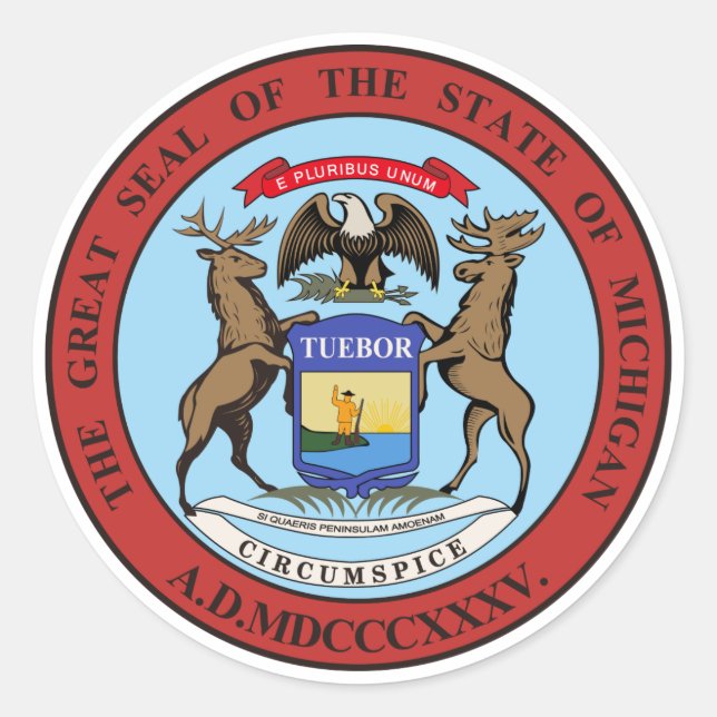 Michigan Staat Siegel Runder Aufkleber (Vorderseite)