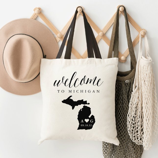 Michigan Staat Silhouette Wedding Welcome Tasche (Von Creator hochgeladen)
