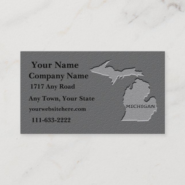 Michigan Staat Visitenkarte geschnitzter Stein Aus (Vorderseite)