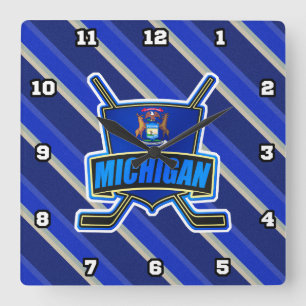 Michigan-Staats-Flaggen-Hockey-Wand-Uhr Quadratische Wanduhr