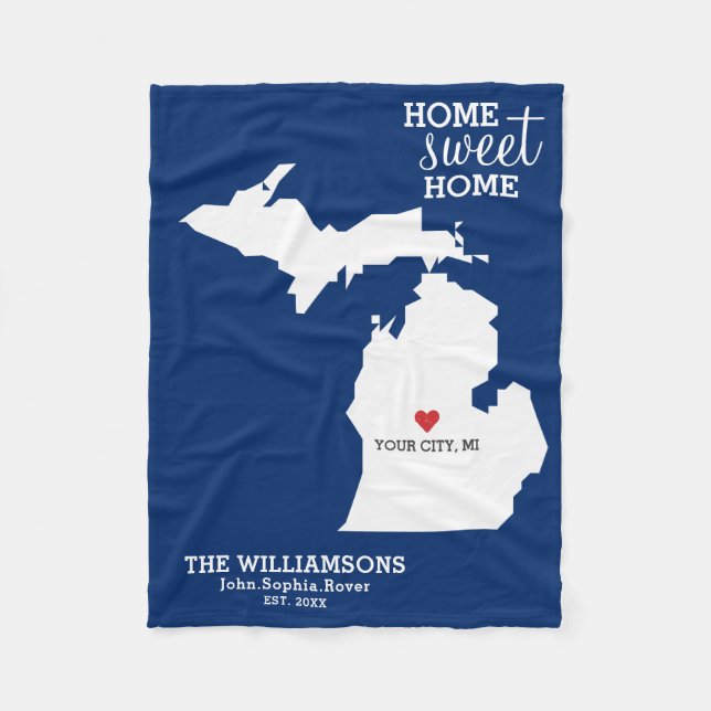 Michigan-Staats-Karten-individuelle Namen, Fleecedecke (Vorderseite)