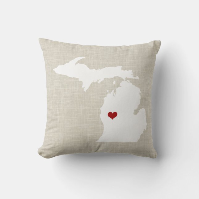 Michigan-Staats-Kissen-Imitat-Leinen Kissen (Vorderseite)