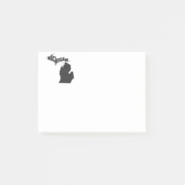 Michigan-Staats-Namen-Wort-Kunst-Schwarzes Post-it Klebezettel (Vorderseite)