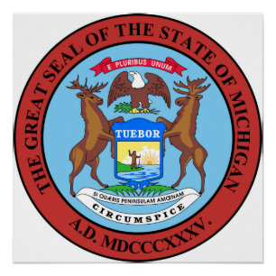 Michigan-Staats-Siegelamerika-Republiksymbolflagge Poster