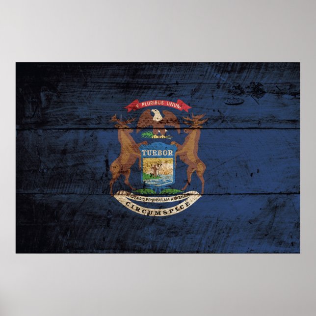 Michigan-Staatsflagge auf Altholzkörner Poster (Vorne)