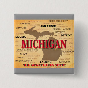 Michigan-Staatsstolz-Karten-Silhouette Button