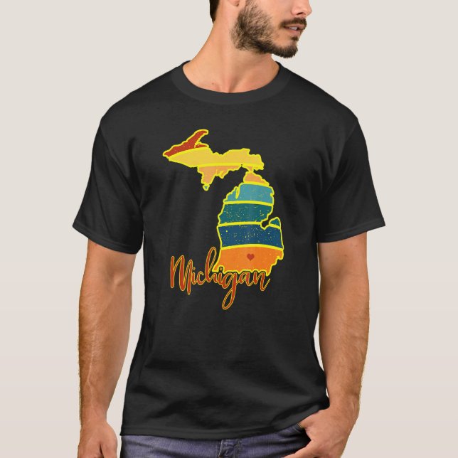 Michigan Staatsstolz Sunset I Liebe Michigan T-Shirt (Vorderseite)