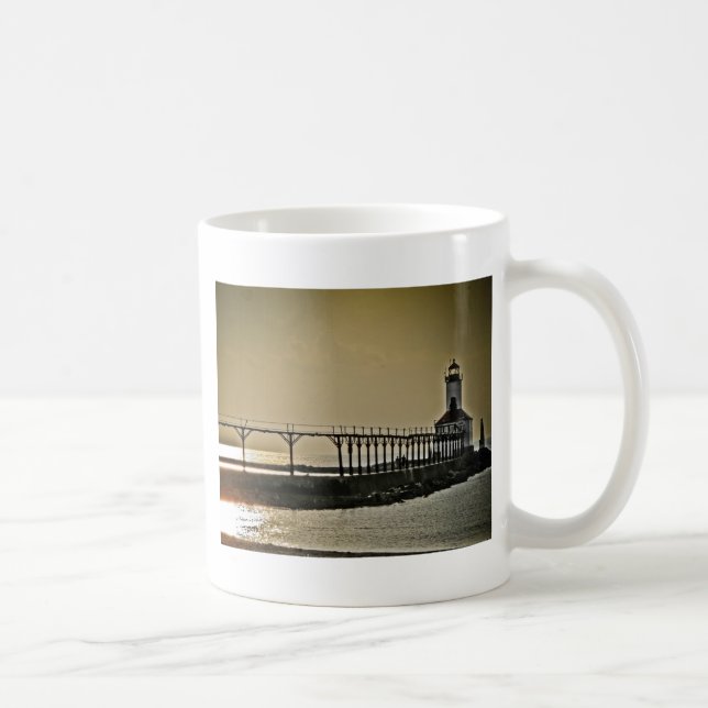 Michigan-Stadt-Indiana-Leuchtturm Kaffeetasse (Rechts)