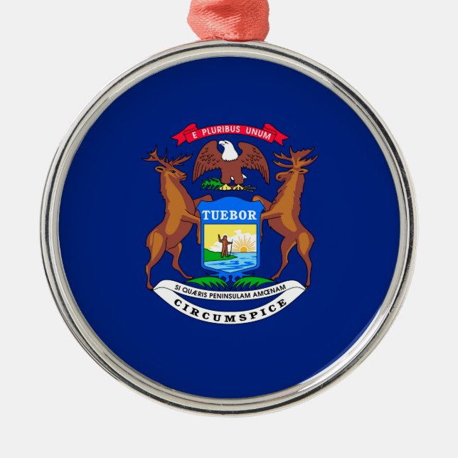 Michigan State Flag Design Silbernes Ornament (Vorne)