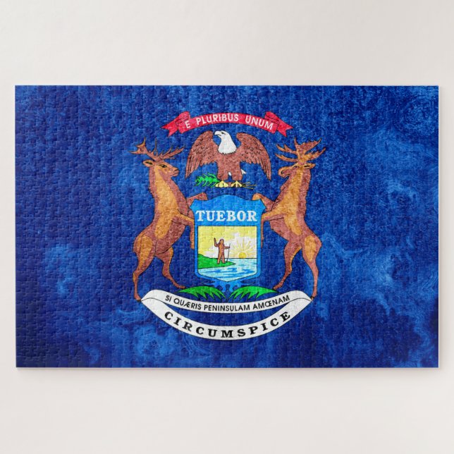 Michigan State Flag Grunge (Horizontal)