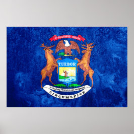 Michigan State Flag Grunge Poster