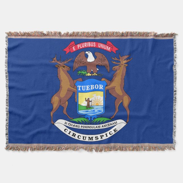 Michigan State Flag Print Patriotic Decke (Vorderseite)