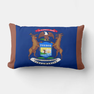 Michigan State Flag Print Patriotic Lendenkissen