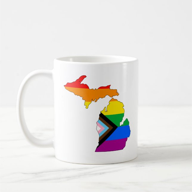 Michigan State Pride LGBTQ Progress Pride Kaffeetasse (Links)
