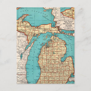 Michigan State Vintage-Karte Postkarte