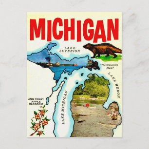 Michigan State Vintage Postkarte