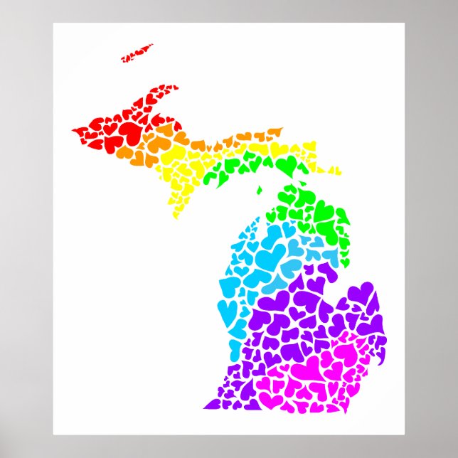 Michigan Stolz : Regenbogenherzen Poster (Vorne)