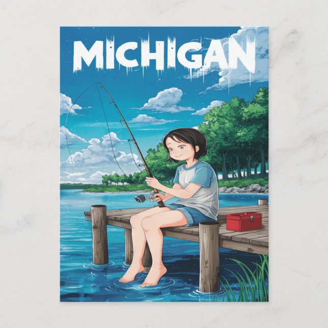 Michigan Summer Fishing Adventure Postkarte (Vorderseite)