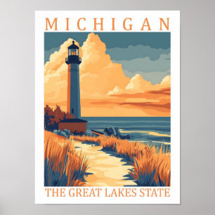 Michigan the Great Lakes Staat USA Travel Place Poster