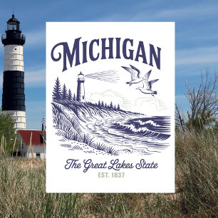 Michigan The Great Lakes State Est. 1837 Postkarte