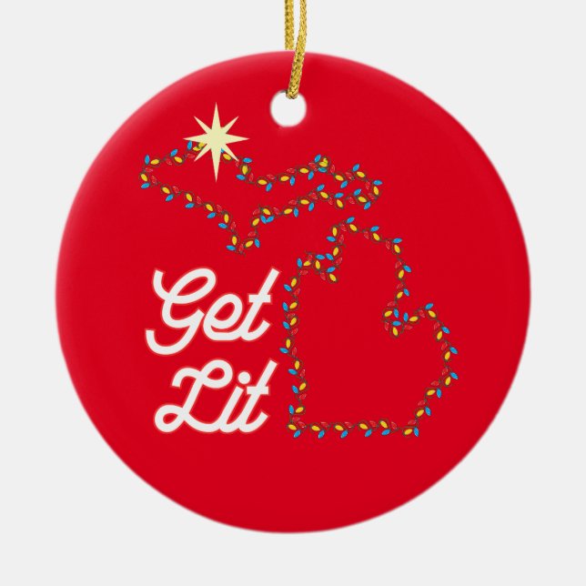 Michigan Theme Ornement avec drôle GET LIT (Devant)