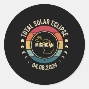 Michigan Total Solar Eclipse 2024 American Totalit Runder Aufkleber