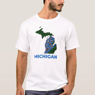 Michigan-Umriss-Tätowierungsstil  T-Shirt