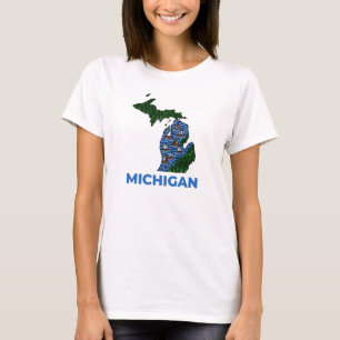 Michigan-Umriss-Tattoo-Stil T-Shirt