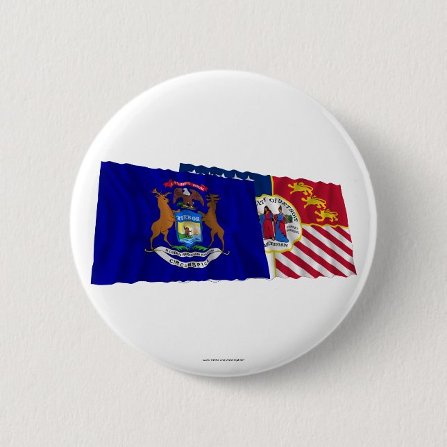Michigan- und Detroit-Flaggen Button (Vorderseite)