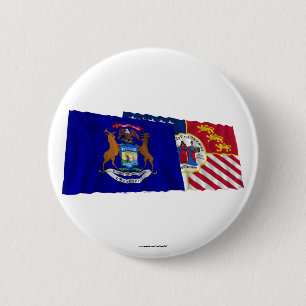 Michigan- und Detroit-Flaggen Button