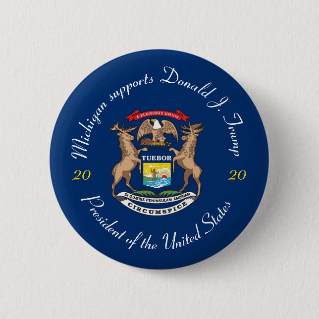 Michigan unterstützt Donald J. Trump 2020 Button (Vorderseite)