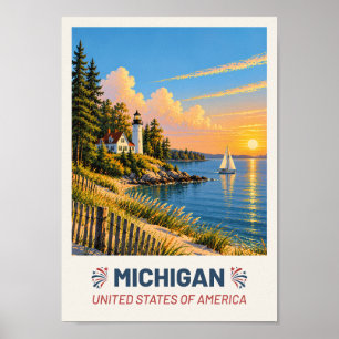 Michigan USA – Vintage Reiseplakat Poster