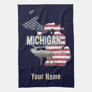 Michigan Vereinigte Staaten Retro-Staatskarte Vint Geschirrtuch