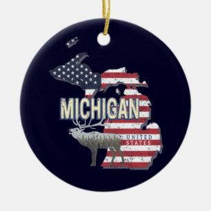 Michigan Vereinigte Staaten Retro-Staatskarte Vint Keramik Ornament