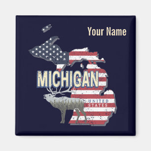 Michigan Vereinigte Staaten Retro-Staatskarte Vint Magnet
