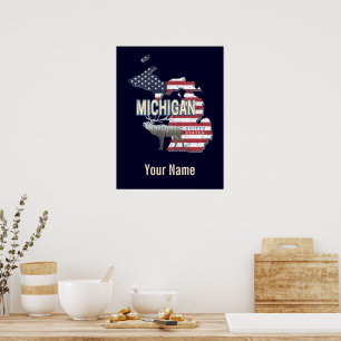 Michigan Vereinigte Staaten Retro-Staatskarte Vint Poster
